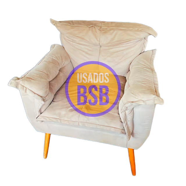 Poltrona Individual Acolchoada para Leitura – Tecido Bege