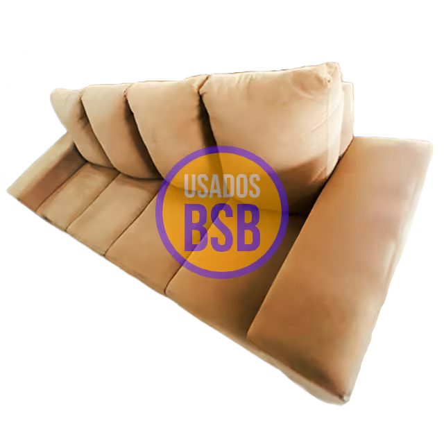 Sofá Grande de 3 Lugares em Suede Bege Claro