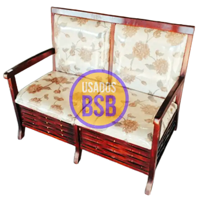 Sofá 2 Lugares Madeira Maciça Estofado Floral